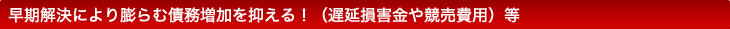 早期解決により膨らむ債務増加を抑える！（遅延損害金や競売費用）等